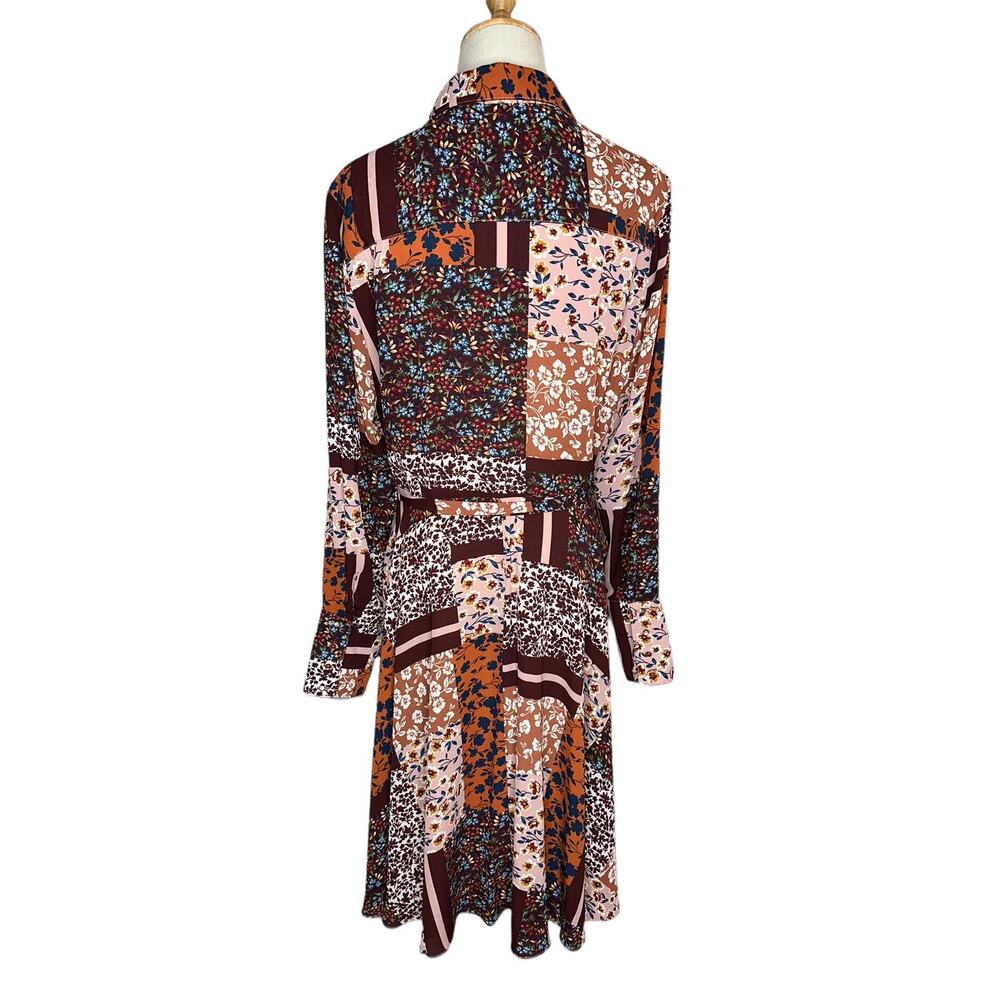 Nanette Lepore Floral Boho Patchwork Cottage Core Long Sleeve Midi Dress 10 - Picture 7 of 9